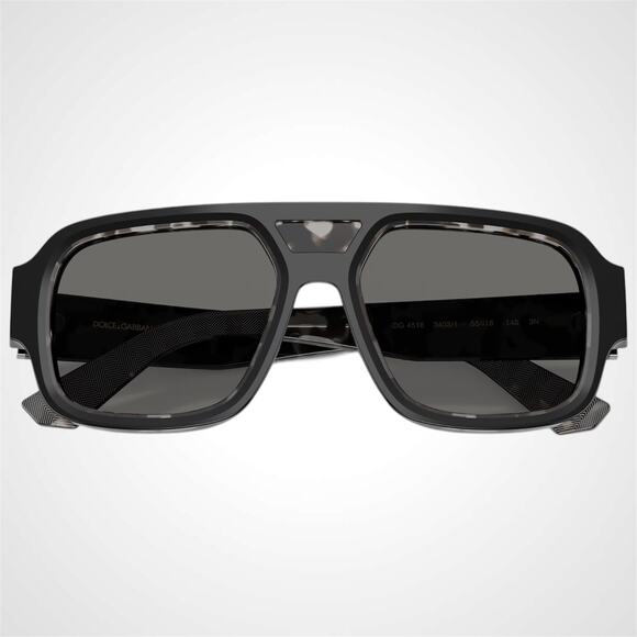 New Dolce & Gabbana Sunglasses Black Aviator Square Pilot Gray Lens 55-18